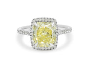 Fancy Yellow Radiant Diamond, 2.56 carats, Ring in Platinum