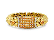 Citrine & Diamond Cuff Bangle Bracelet in 18K Yellow Gold