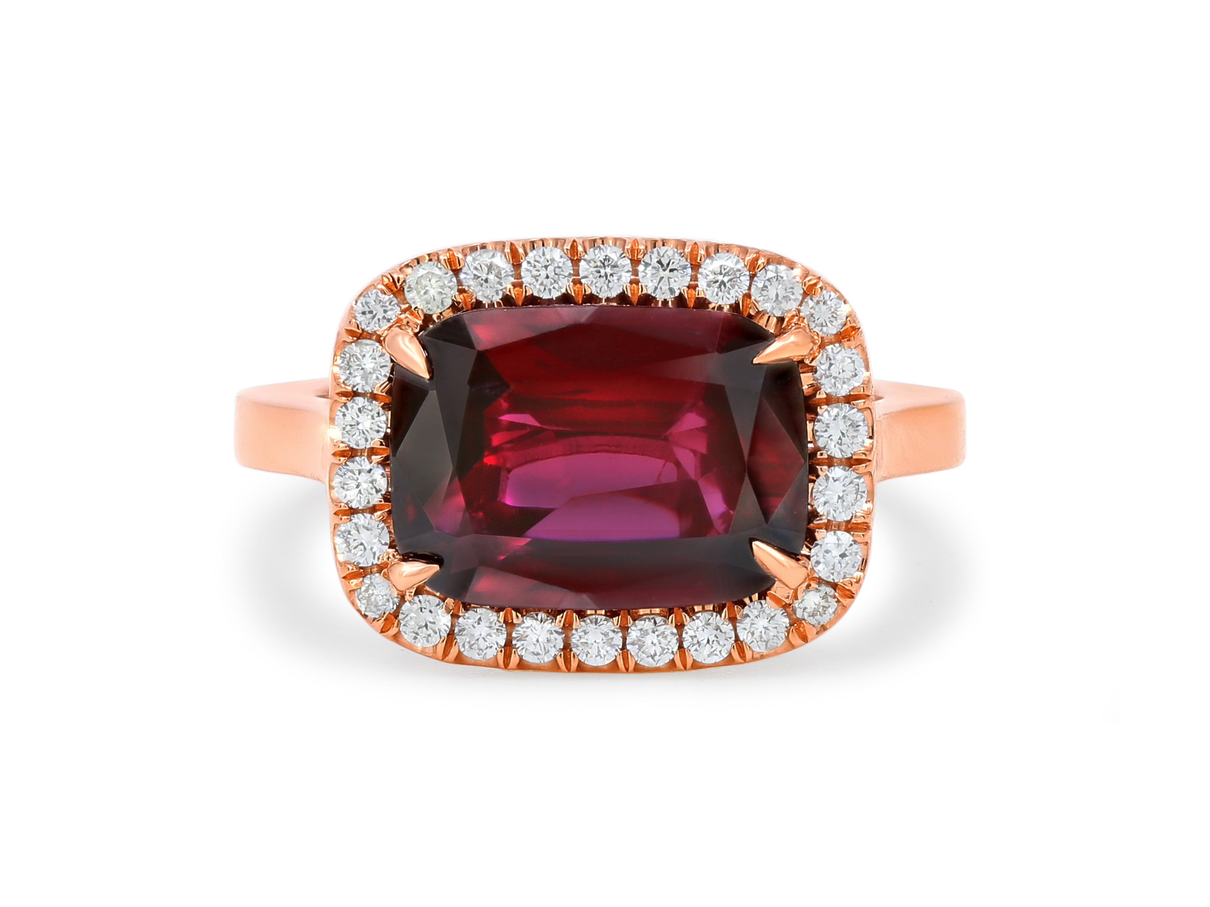 Ruby, 4.35 carats, & Diamond Ring in 16K Red Gold