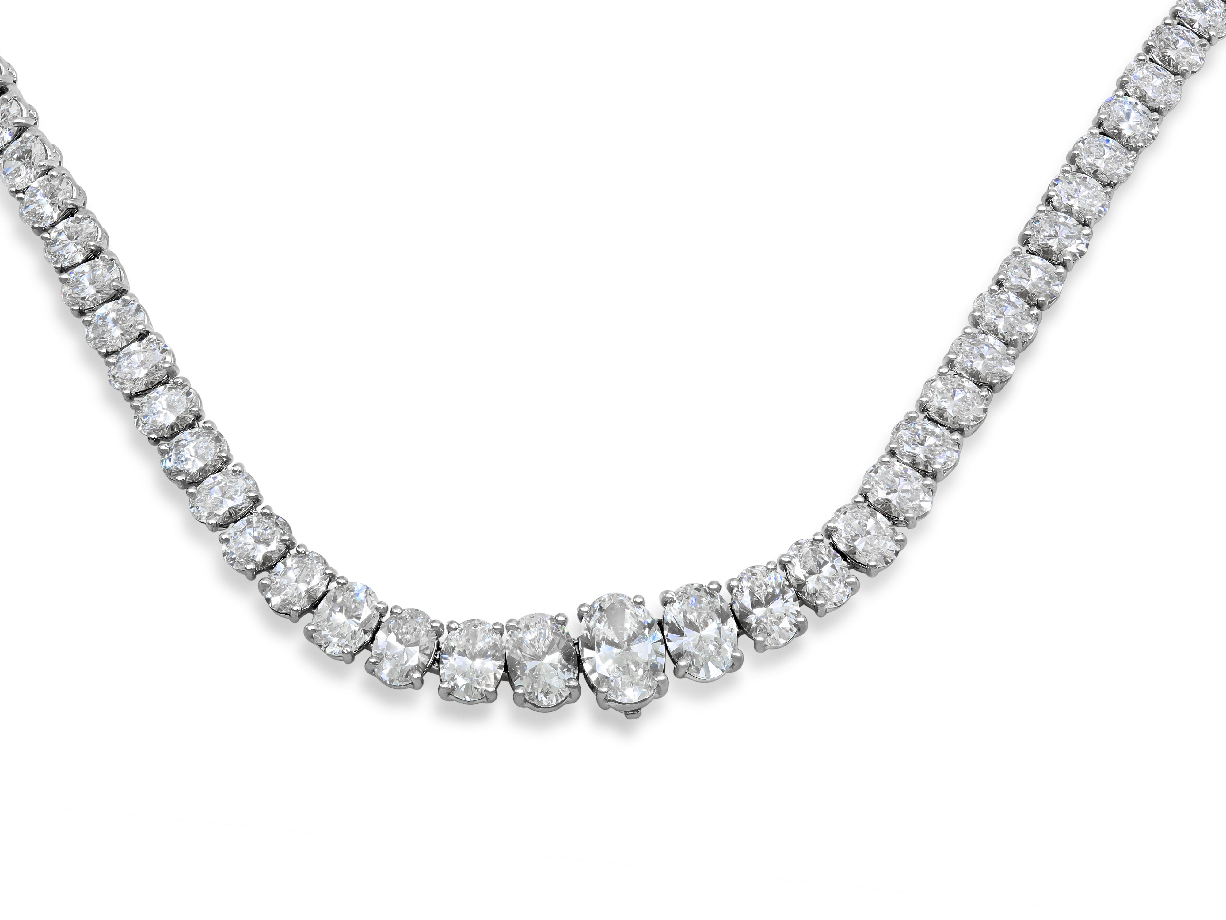 Oval Diamond, ~22.5 carats, Riviera Necklace in Platinum