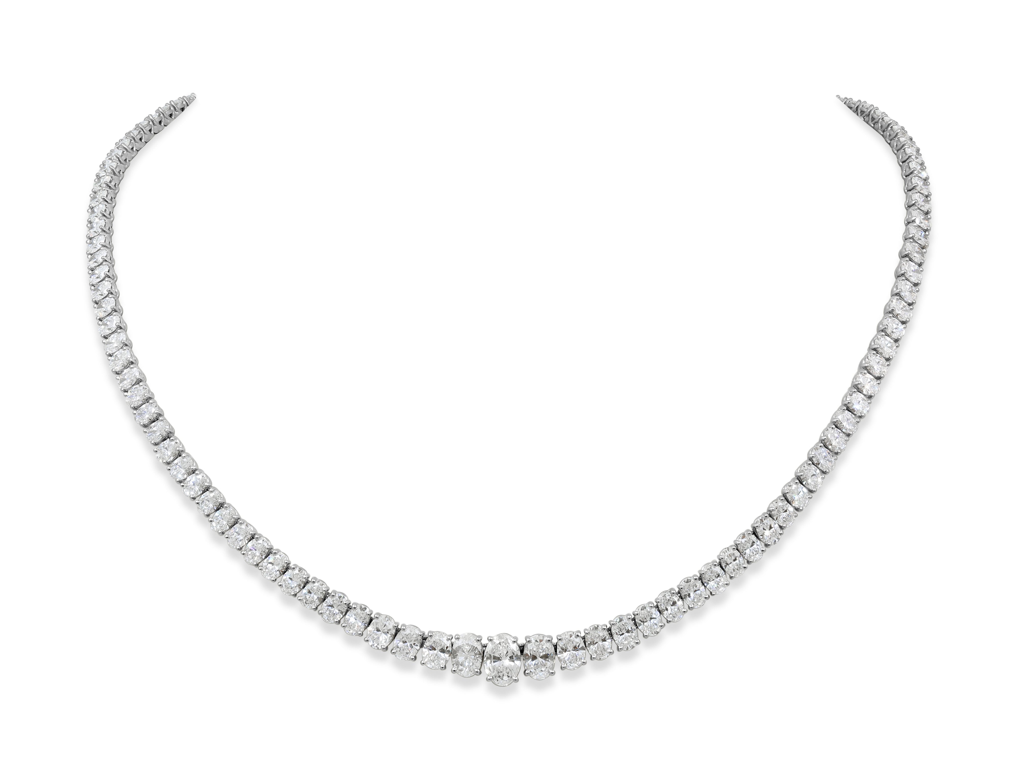Oval Diamond, ~22.5 carats, Riviera Necklace in Platinum