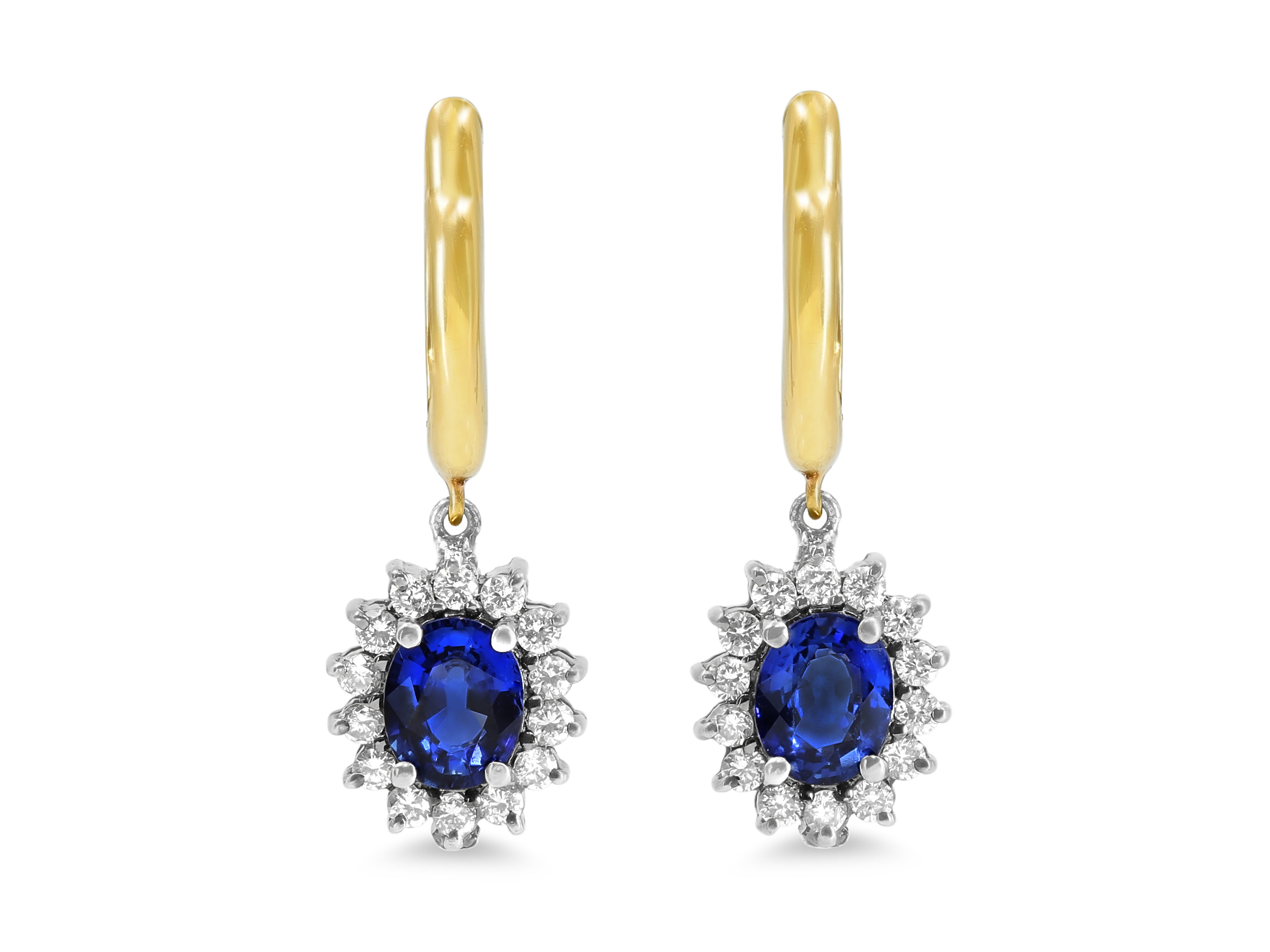 Sapphire & Diamond Huggie Earrings in 14K Yellow & Blackened Gold