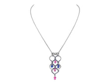 Load image into Gallery viewer, Kazanjian Pink &amp; Blue Sapphire Pendant in 18K White Gold by Patrick Mauboussin
