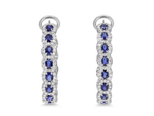 Load image into Gallery viewer, Kazanjian Sapphire &amp; Diamond Hoop Earrings in 18K White Gold
