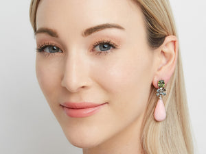 Kazanjian Garnet & Pink Opal Earrings, in 18K White Gold