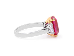 Kazanjian Ruby, 8.10 Carats, & Diamond Ring in Platinum & 18K Yellow Gold