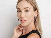 Sugarloaf Burma Ruby & Rose Cut Diamond Earrings in Platinum & 18K White Gold