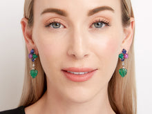 Load image into Gallery viewer, Kazanjian Carved Emerald and Sapphire Leaf Earrings in 18K White Gold
