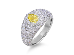 Kazanjian Fancy Intense Yellow, 0.70 Carats, Diamond Ring in Platinum