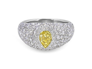 Kazanjian Fancy Intense Yellow, 0.70 Carats, Diamond Ring in Platinum