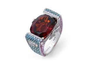 Kazanjian Garnet Ring, in 18K White Gold, by Patrick Mauboussin