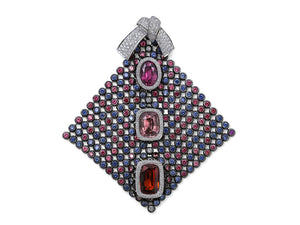 Kazanjian Tourmaline & Garnet Pendant in 18K White Gold by Patrick Mauboussin