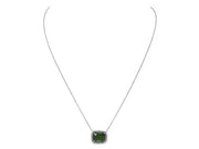 Chrome Diopsite & Diamond Pendant, in 18K White Gold