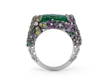 Load image into Gallery viewer, Carved Emerald Ring in 18K White Gold, by Rhonda Farber Green
