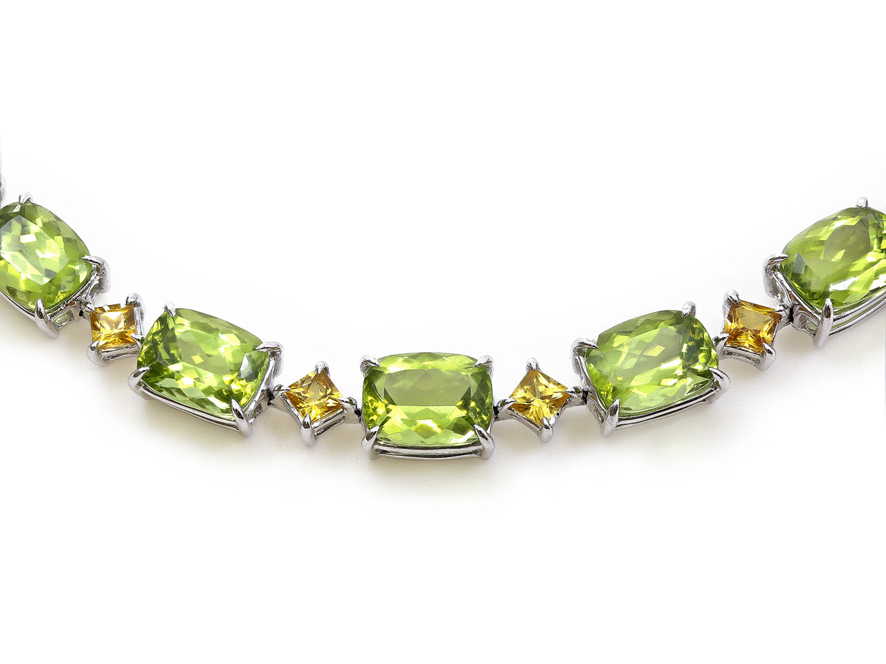 Peridot Bracelet & Earring Set in 18K White Gold