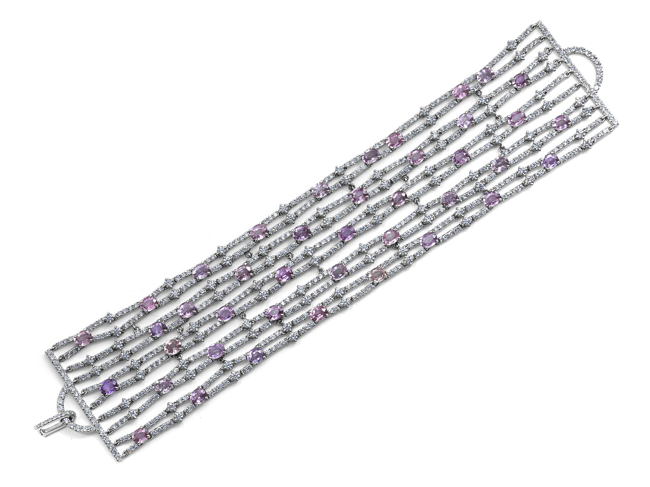 Pink Sapphire and Diamond Bracelet, in 18K White Gold