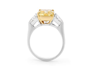 Kazanjian Fancy Intense Yellow Diamond, 5.05 carats, Ring in Platinum & 18K Yellow Gold