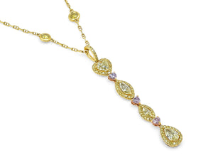 Kazanjian Fancy Yellow & Pink Diamond Necklace, in 18K Yellow Gold