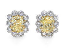Load image into Gallery viewer, Kazanjian Floral Fancy Yellow Diamond Earrings in 18K White &amp; Yellow Gold

