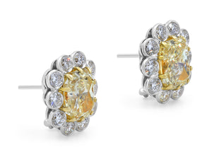 Kazanjian Floral Fancy Yellow Diamond Earrings in 18K White & Yellow Gold