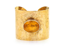 Load image into Gallery viewer, Kazanjian Citrine Cuff Bracelet in 14K Hammered Yellow Gold
