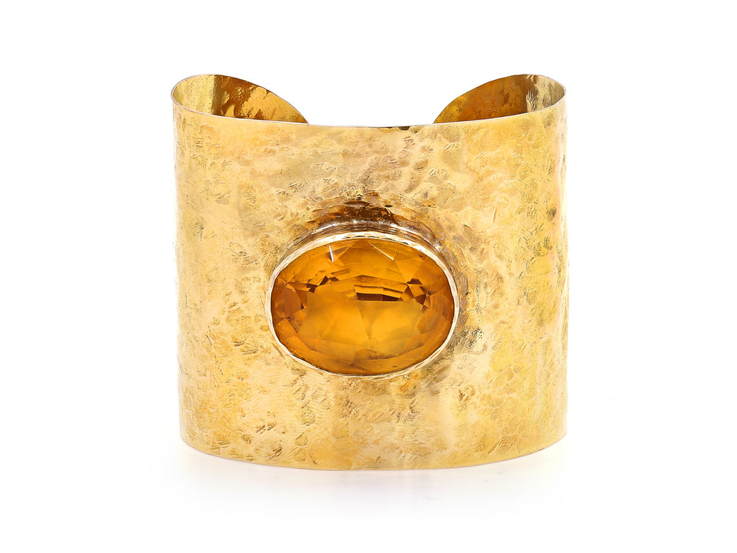 Kazanjian Citrine Cuff Bracelet in 14K Hammered Yellow Gold