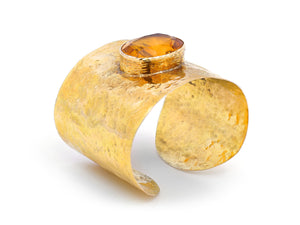 Kazanjian Citrine Cuff Bracelet in 14K Hammered Yellow Gold