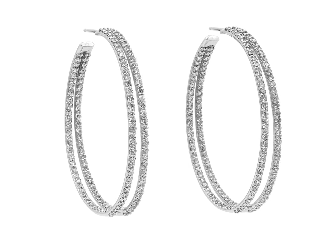 Kazanjian Double Hoop Diamond Earrings in 14K White Gold