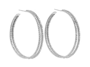 Kazanjian Double Hoop Diamond Earrings in 14K White Gold