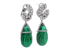 Load image into Gallery viewer, Kazanjian Carved Emerald, 57.88 carats, and Diamond Earrings in Platinum
