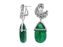 Load image into Gallery viewer, Kazanjian Carved Emerald, 57.88 carats, and Diamond Earrings in Platinum
