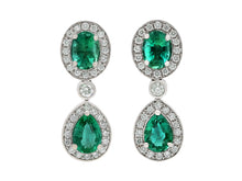 Load image into Gallery viewer, Kazanjian Emerald &amp; Diamond Drop Earrings, in 18K White Gold
