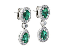 Load image into Gallery viewer, Kazanjian Emerald &amp; Diamond Drop Earrings, in 18K White Gold
