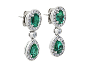 Kazanjian Emerald & Diamond Drop Earrings, in 18K White Gold