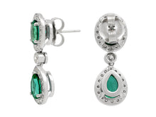 Load image into Gallery viewer, Kazanjian Emerald &amp; Diamond Drop Earrings, in 18K White Gold
