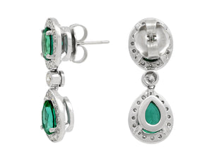 Kazanjian Emerald & Diamond Drop Earrings, in 18K White Gold