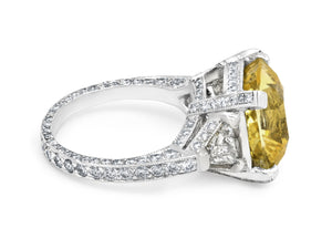 Kazanjian Yellow Sapphire, 11.69 carats, and Diamond Ring in Platinum