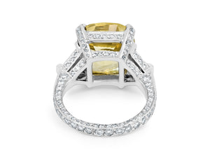 Kazanjian Yellow Sapphire, 11.69 carats, and Diamond Ring in Platinum