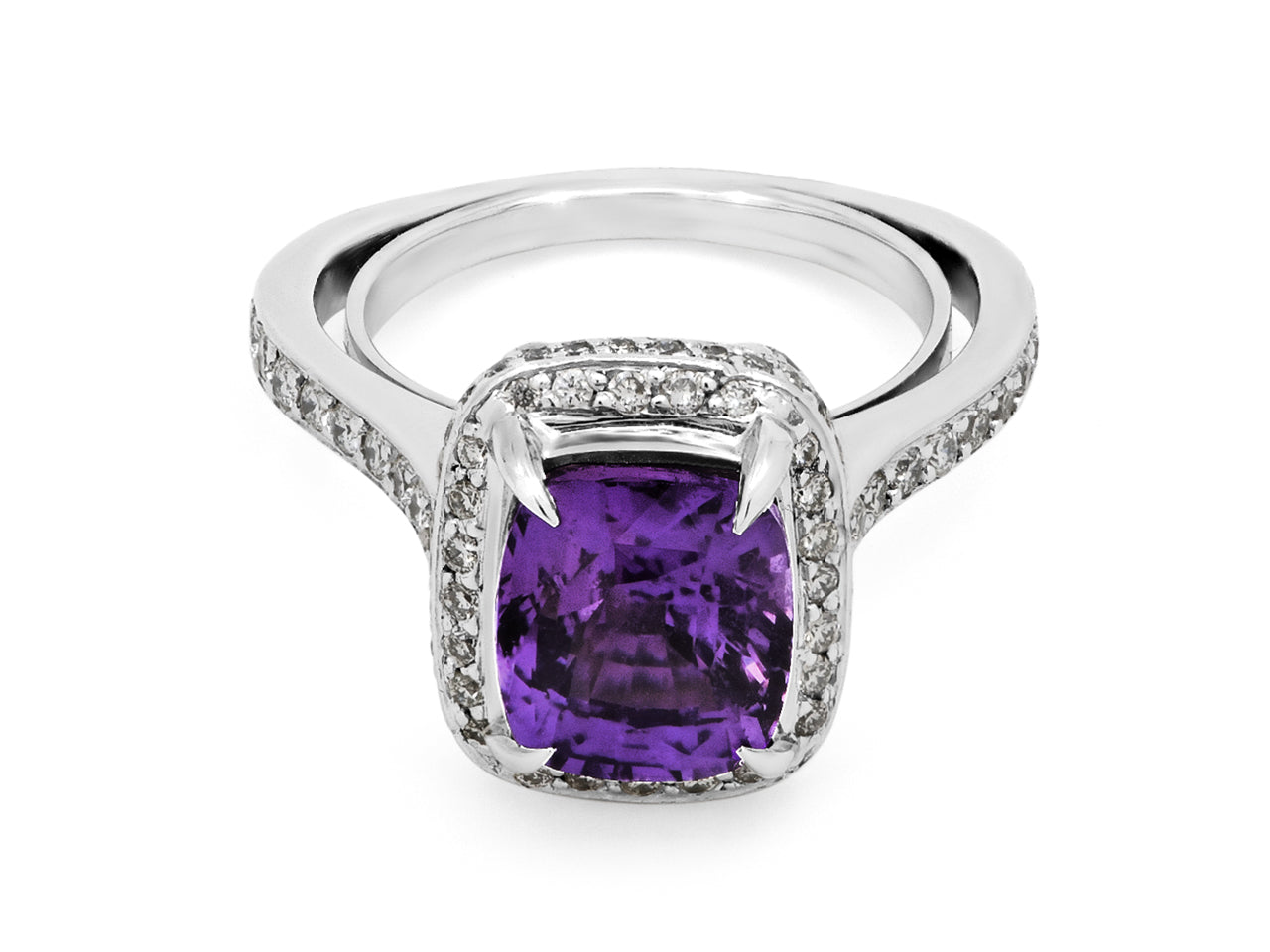 Purple Sapphire, 3.99 carats, and Diamond Ring, in Platinum