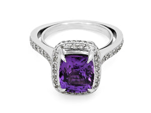 Kazanjian Purple Sapphire, 3.99 carats, and Diamond Ring, in Platinum