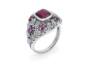 Kazanjian Ruby & Diamond Ring, in 18K White Gold