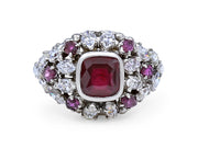 Ruby & Diamond Ring, in 18K White Gold