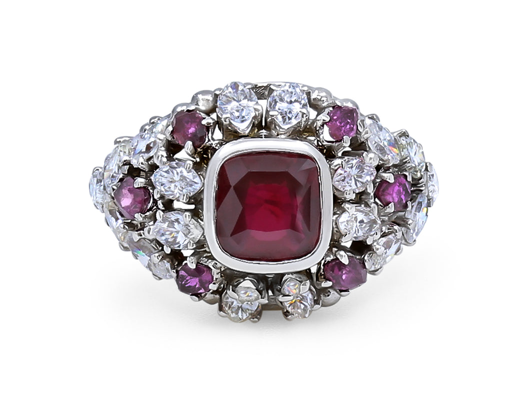 Kazanjian Ruby & Diamond Ring, in 18K White Gold