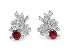 Load image into Gallery viewer, Kazanjian Ruby, 3.59 carats, and Diamond Earrings, in Platinum
