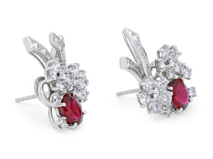 Kazanjian Ruby, 3.59 carats, and Diamond Earrings, in Platinum