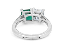 Load image into Gallery viewer, Kazanjian Colombian Emerald &amp; Diamond Twin Ring, in Platinum
