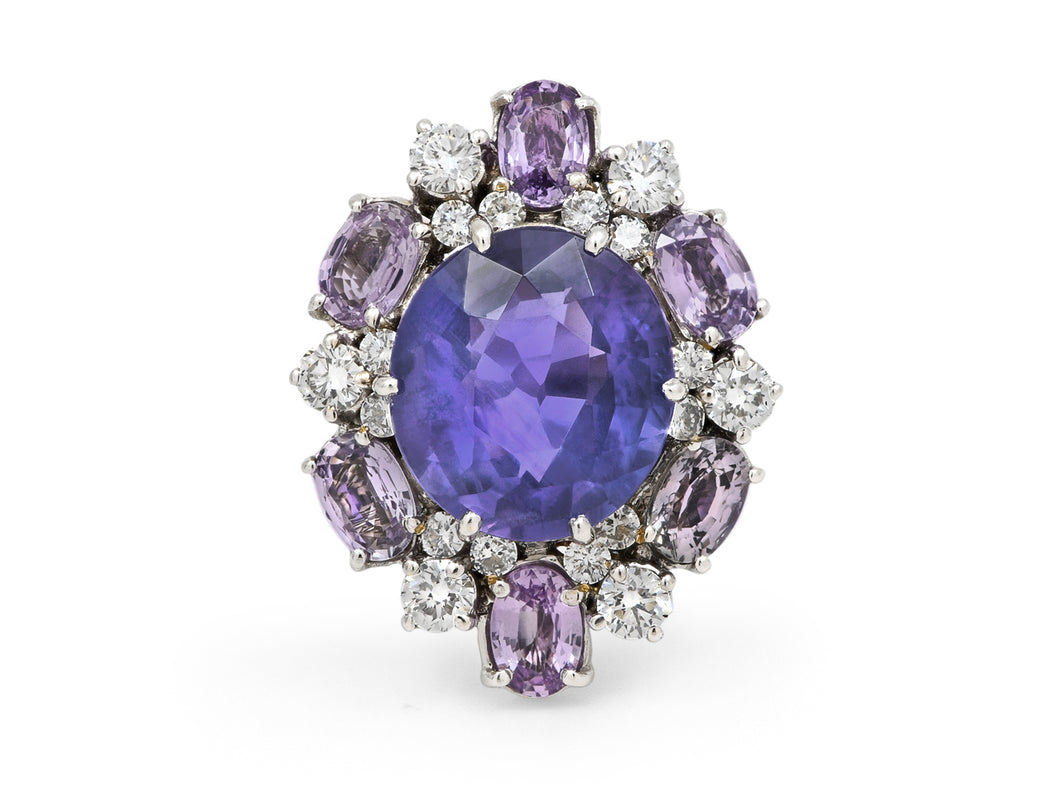 Kazanjian Purple Sapphire, 9.70 carats, & Diamond Ring in Platinum