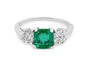 Kazanjian Emerald, 1.21 Carats, & Diamond Ring in Platinum