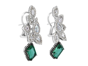 Kazanjian Emerald, 7.29 carats, Earrings in 18K White Gold & Black Rhodium