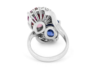 Kazanjian Pink and Blue Sapphire Twin Ring in Platinum